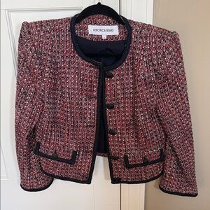 Veronica Beard Red and Black Tweed Blazer